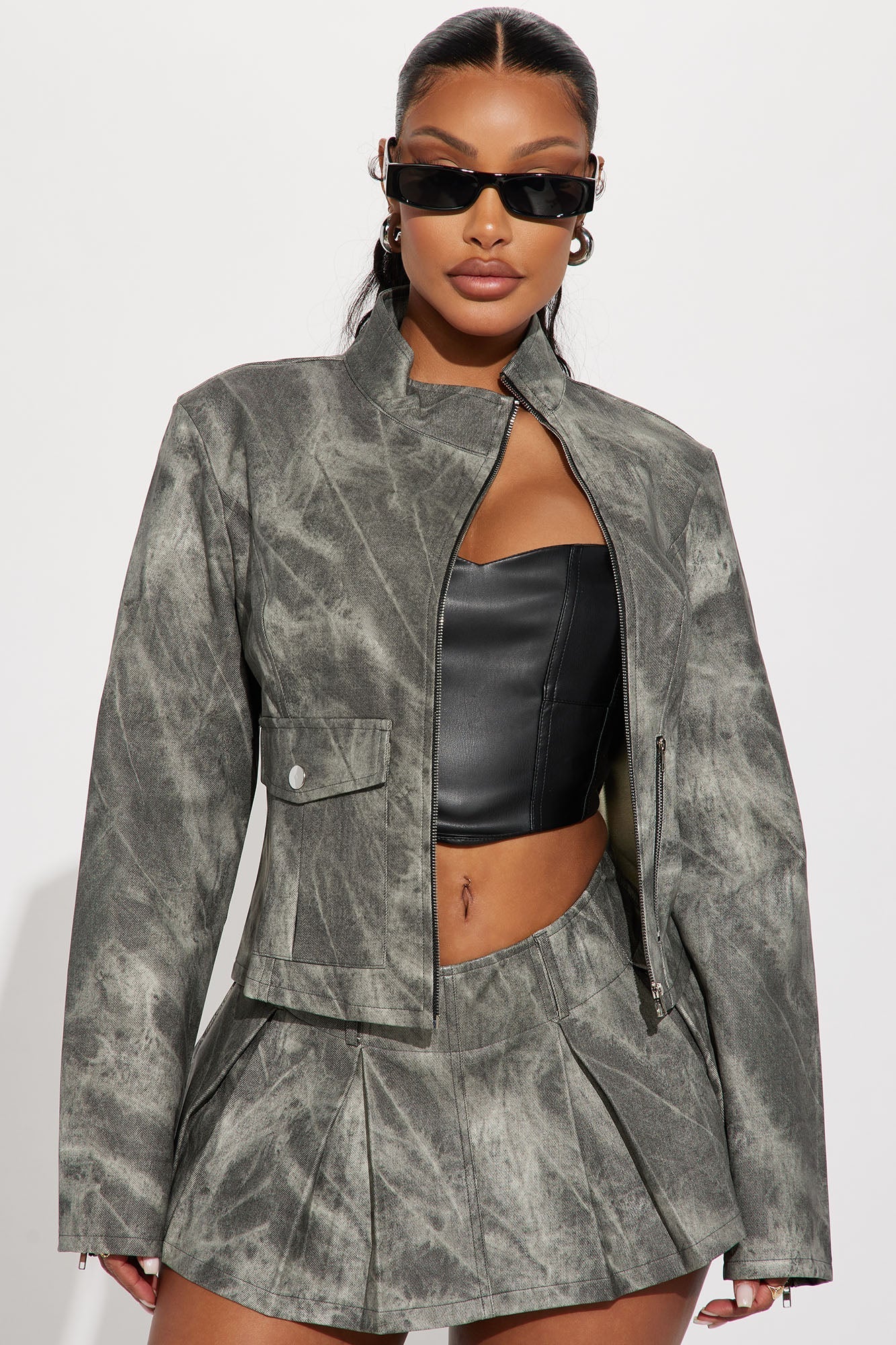Leather Knit Combo Jacket