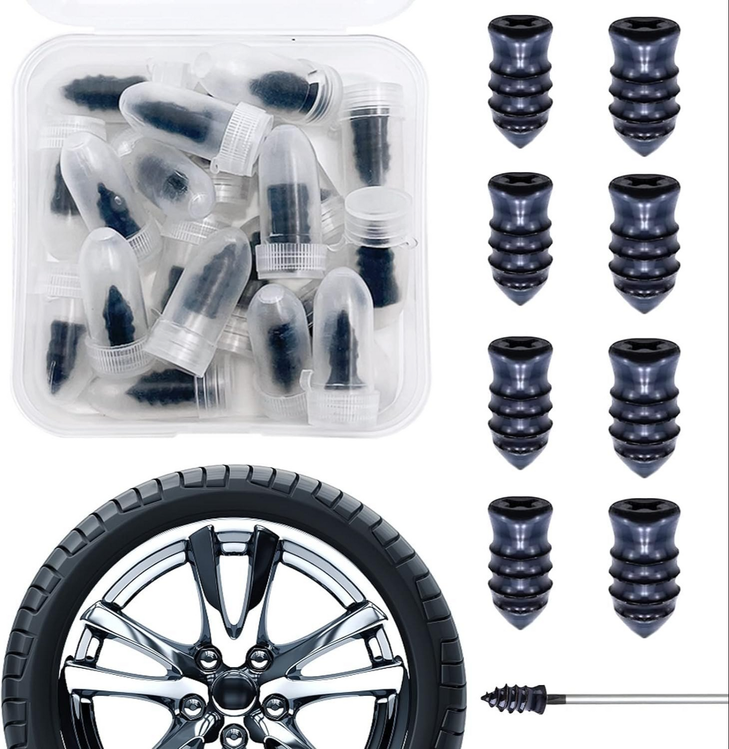 🔥Tire Repair Rubber Nail🚚Free Screwdriver Included