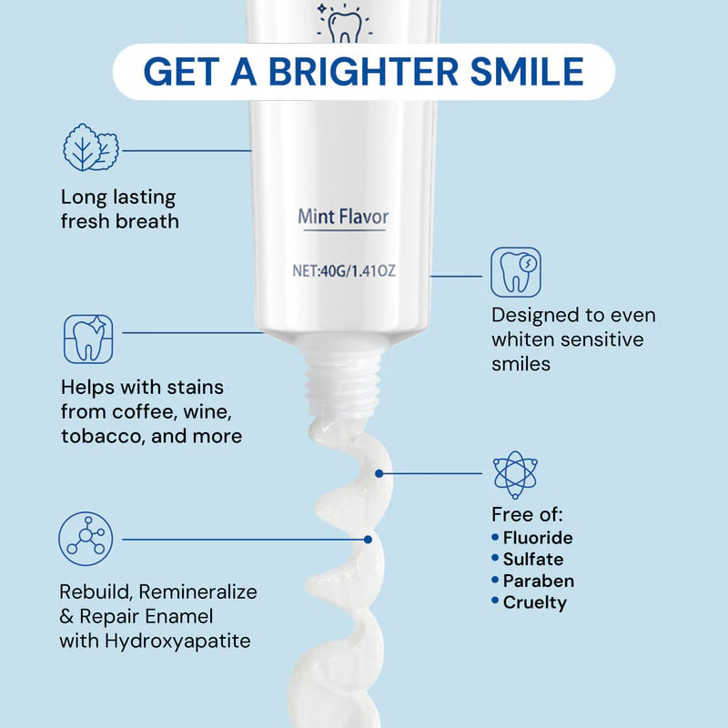 🦷  Fluoride-Free Hydroxyapatite Teeth Whitening Toothpaste with Coconut Oil & Xylitol ❄️