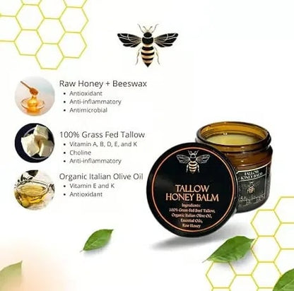 🍯Handmade Organic Grass-Fed Beef Tallow Balm with Raw Honey 🌿